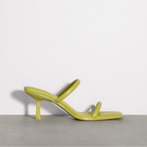 Zara Strappy Heeled Leather Sandal — Pistachio Green Retail $69